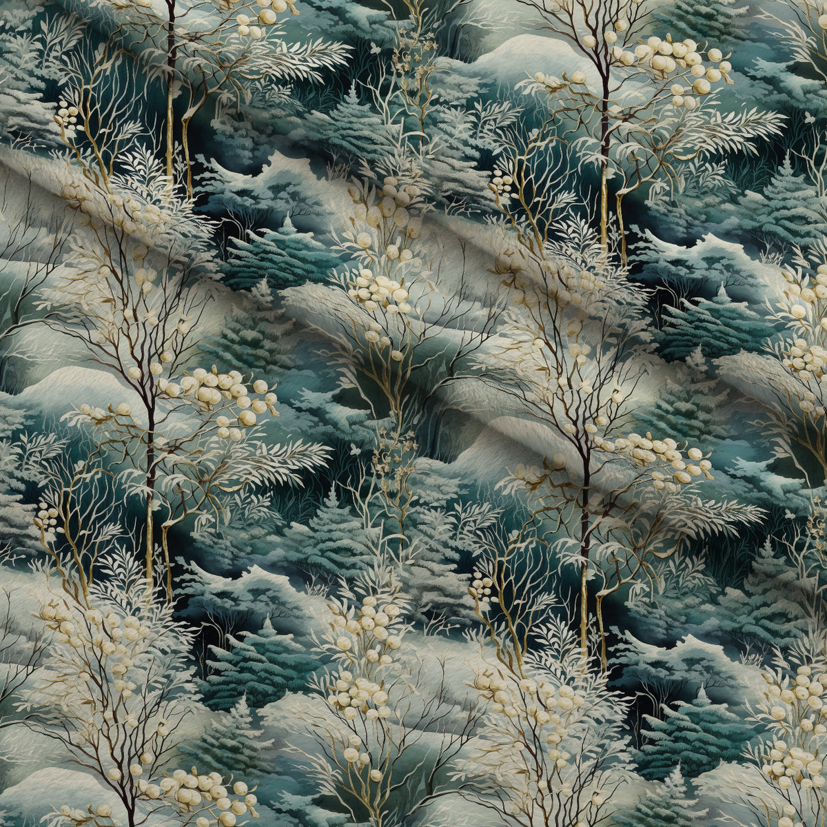 Moonlit Magnolia Grove Pattern 1 Minky Fabric — plush minky folded close-up preview (mv-minky-v1:lying)