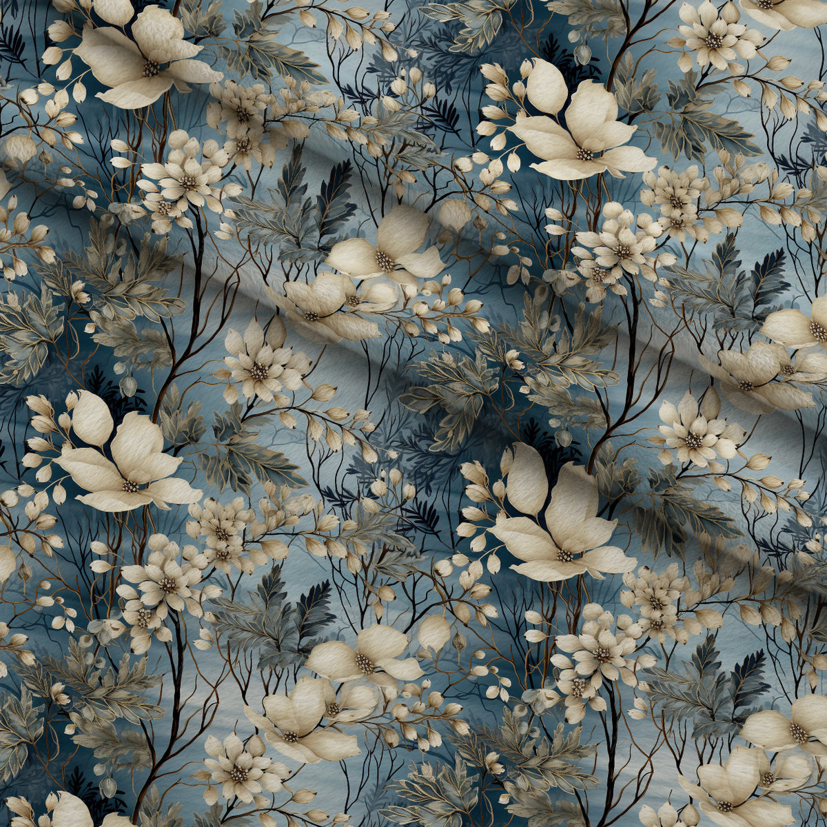 Moonlit Magnolia Grove Pattern 10 Minky Fabric — plush minky folded close-up preview (mv-minky-v1:lying)