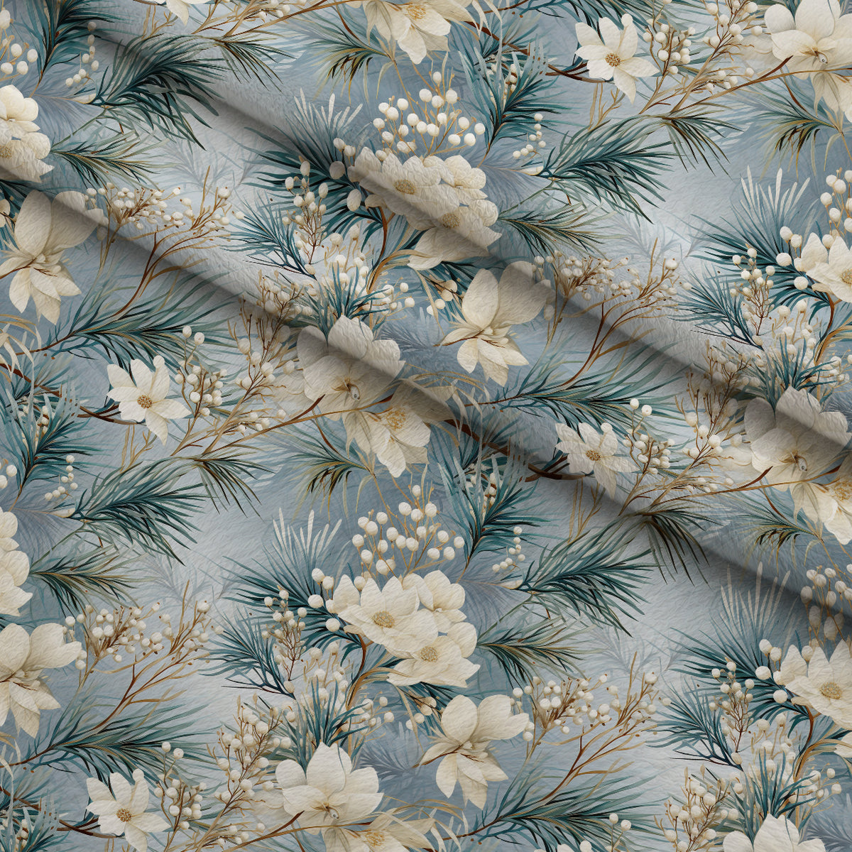 Moonlit Magnolia Grove Pattern 11 Minky Fabric — plush minky folded close-up preview (mv-minky-v1:lying)