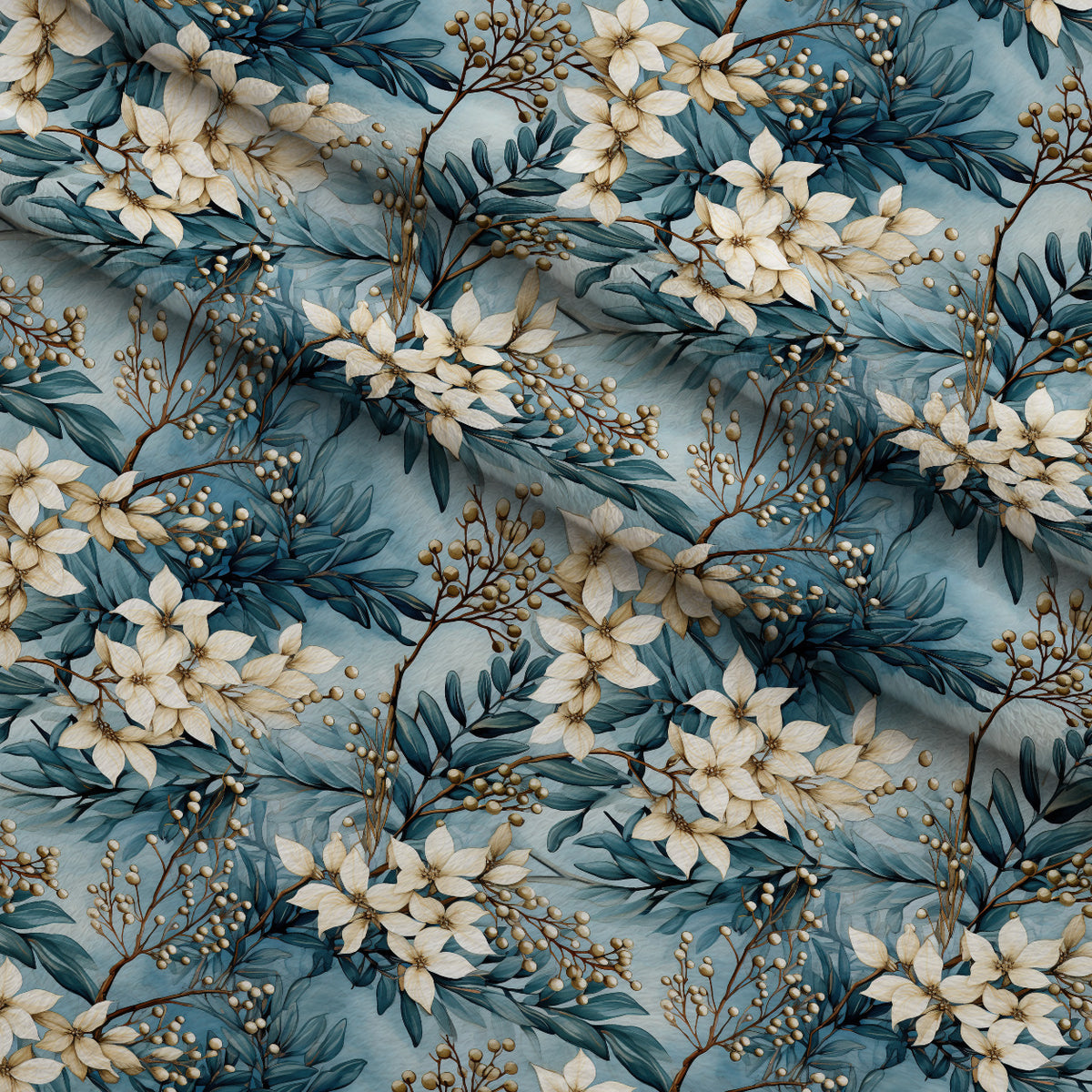 Moonlit Magnolia Grove Pattern 2 Minky Fabric — plush minky folded close-up preview (mv-minky-v1:lying)