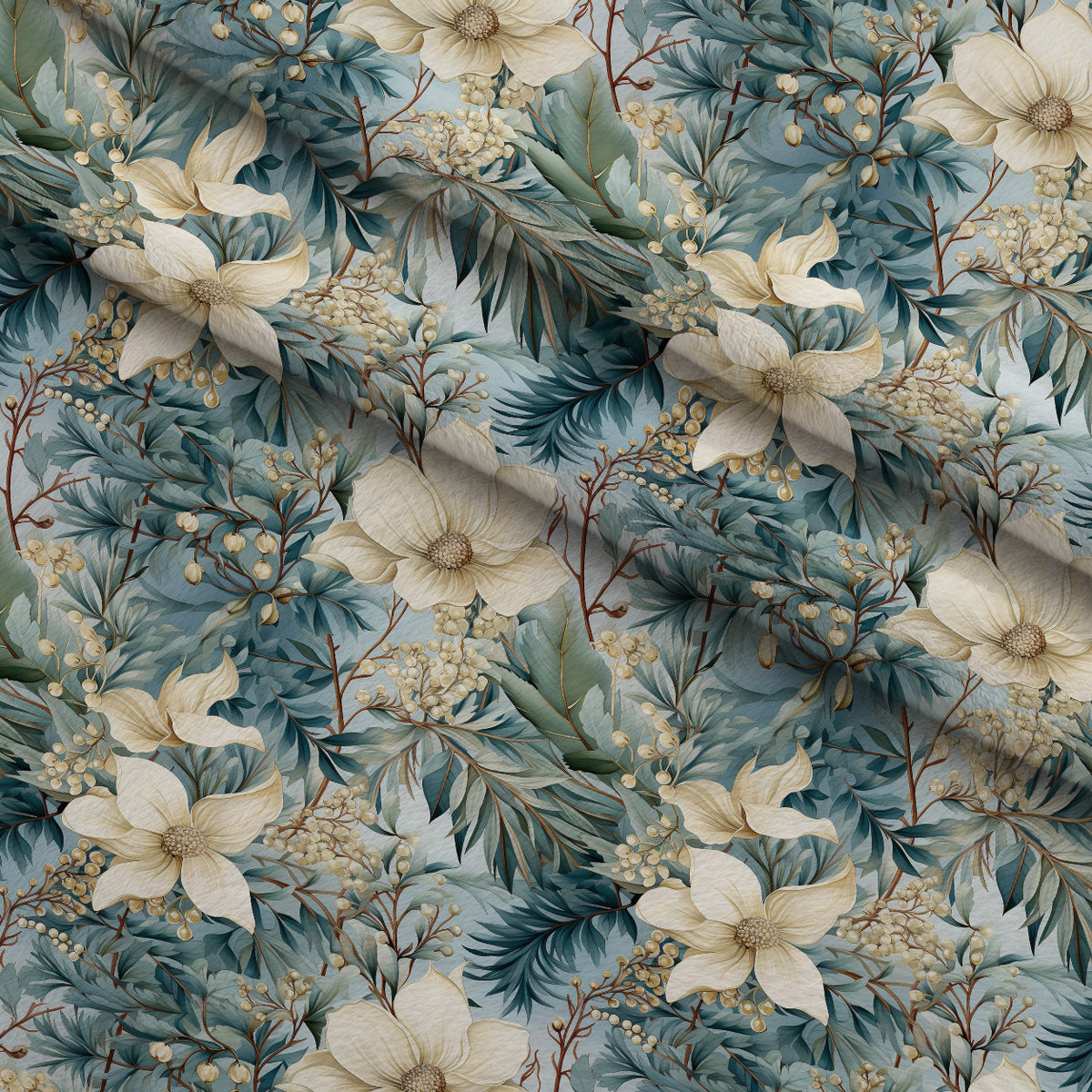 Moonlit Magnolia Grove Pattern 3 Minky Fabric — plush minky folded close-up preview (mv-minky-v1:lying)