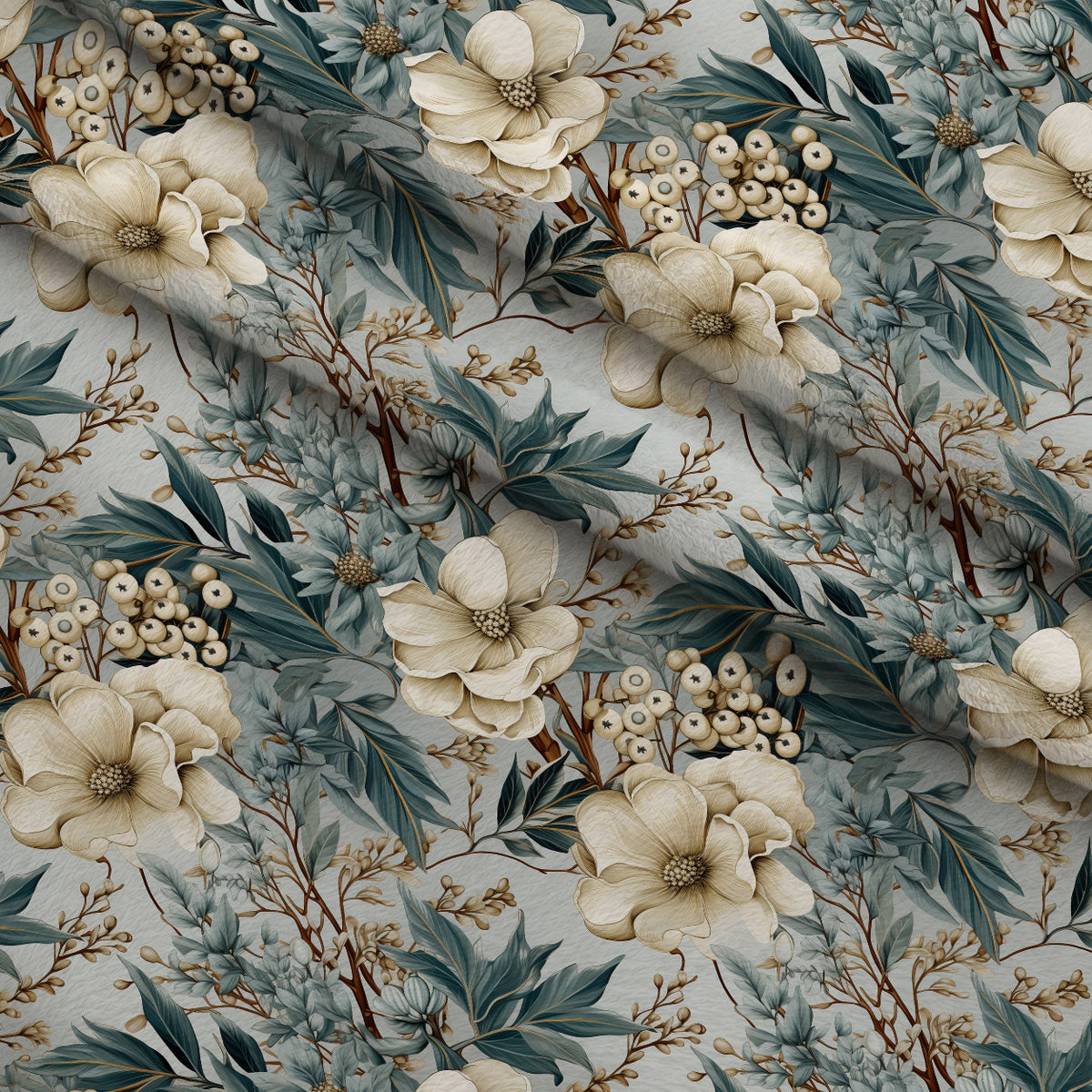 Moonlit Magnolia Grove Pattern 4 Minky Fabric — plush minky folded close-up preview (mv-minky-v1:lying)