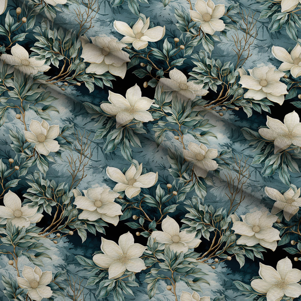 Moonlit Magnolia Grove Pattern 7 Minky Fabric — plush minky folded close-up preview (mv-minky-v1:lying)