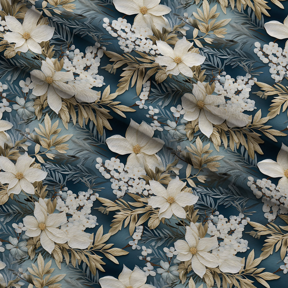 Moonlit Magnolia Grove Pattern 8 Minky Fabric — plush minky folded close-up preview (mv-minky-v1:lying)