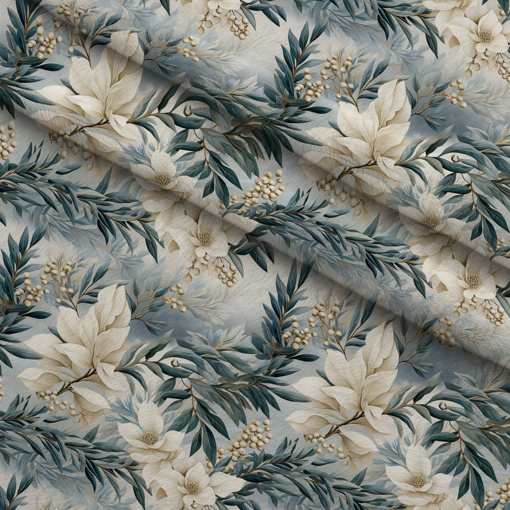 Moonlit Magnolia Grove Pattern 9 Minky Fabric — plush minky folded close-up preview (mv-minky-v1:lying)