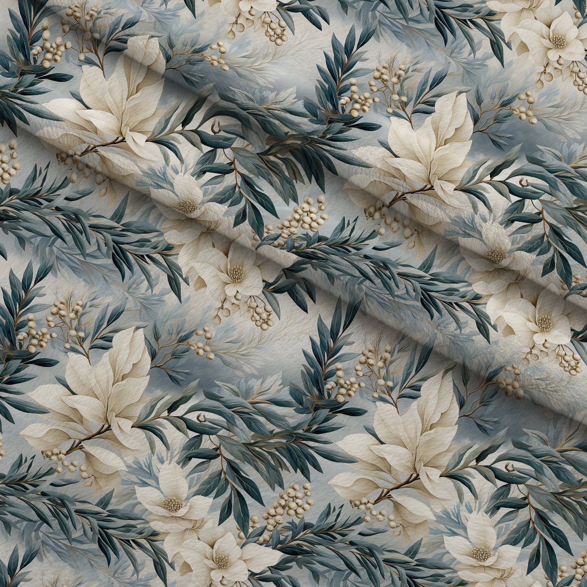 Moonlit Magnolia Grove Pattern 9 Minky Fabric — plush minky folded close-up preview (mv-minky-v1:lying)