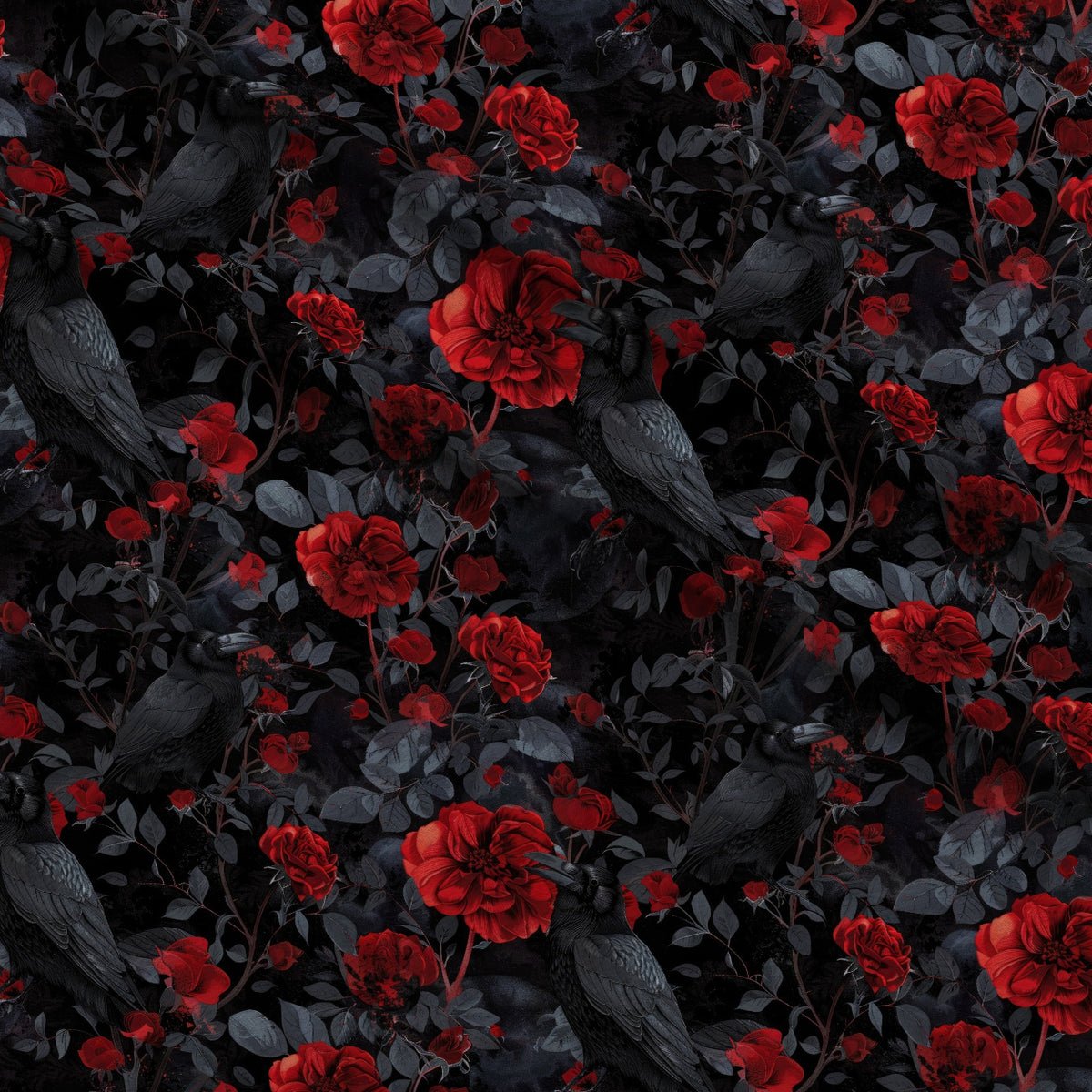 Moonlit Raven Garden Pattern 11 Minky Fabric — plush minky folded close-up preview (mv-minky-v1:lying)