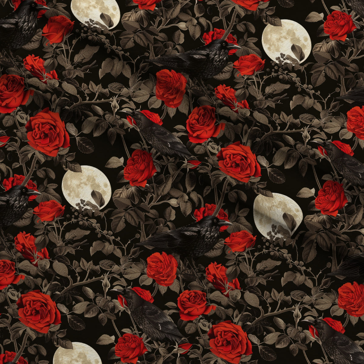 Moonlit Raven Garden Pattern 12 Minky Fabric — plush minky folded close-up preview (mv-minky-v1:lying)