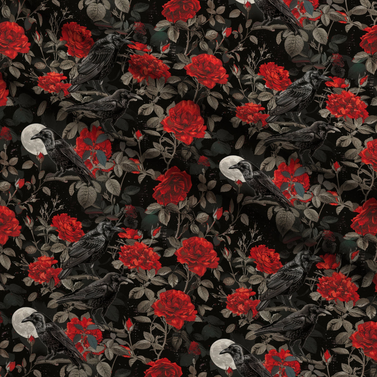 Moonlit Raven Garden Pattern 2 Minky Fabric — plush minky folded close-up preview (mv-minky-v1:lying)