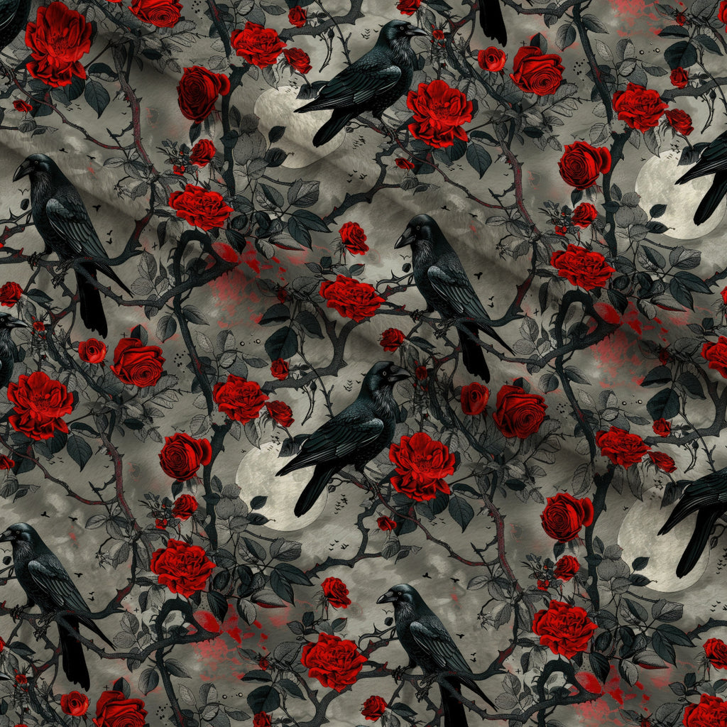 Moonlit Raven Garden Pattern 3 Minky Fabric — plush minky folded close-up preview (mv-minky-v1:lying)