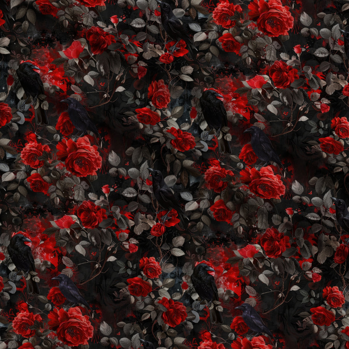 Moonlit Raven Garden Pattern 4 Minky Fabric — plush minky folded close-up preview (mv-minky-v1:lying)