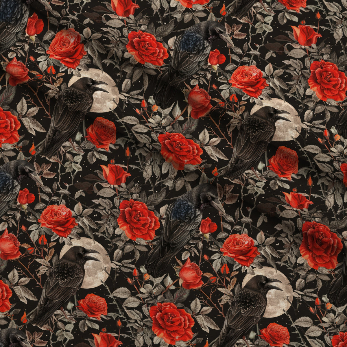 Moonlit Raven Garden Pattern 5 Minky Fabric — plush minky folded close-up preview (mv-minky-v1:lying)