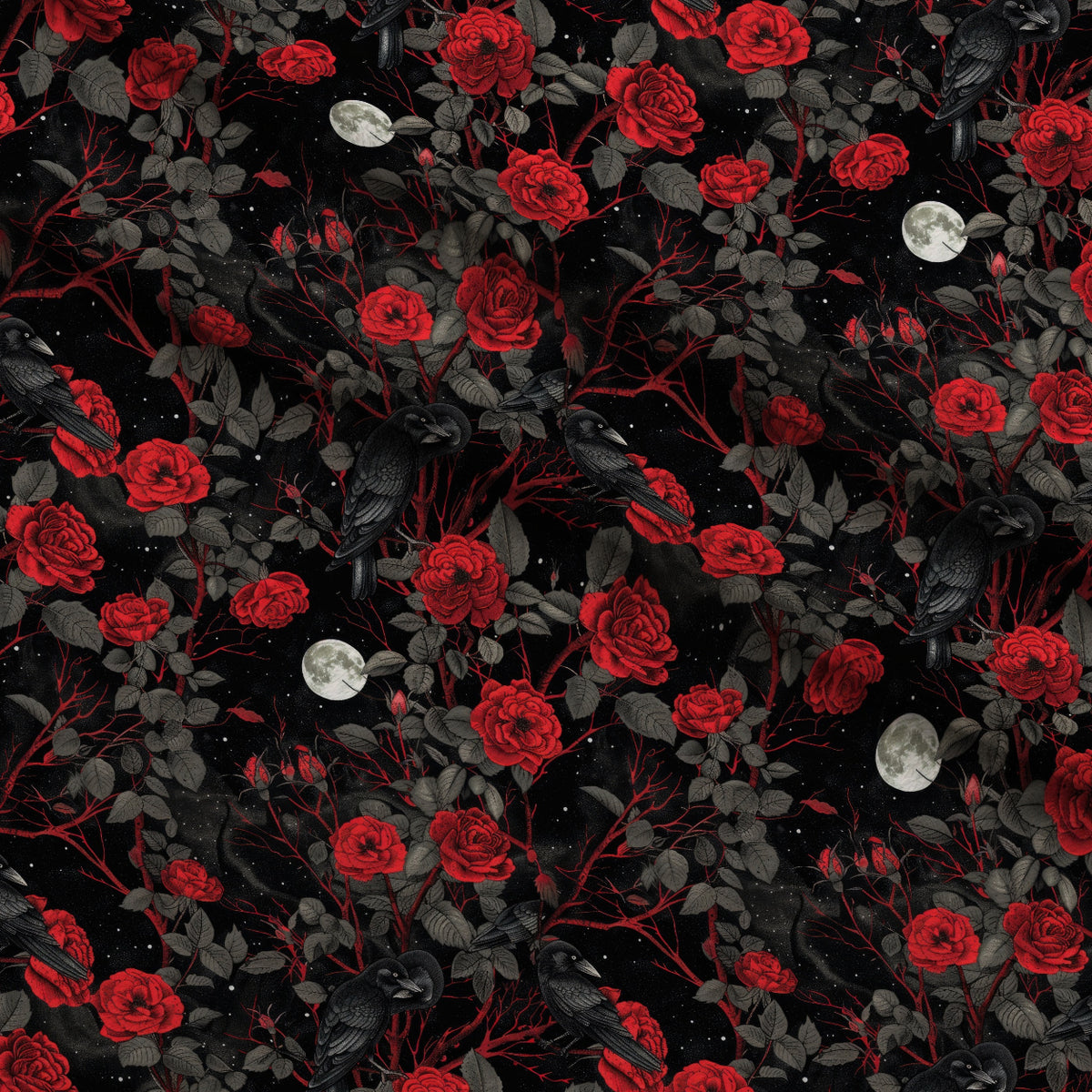 Moonlit Raven Garden Pattern 6 Minky Fabric — plush minky folded close-up preview (mv-minky-v1:lying)
