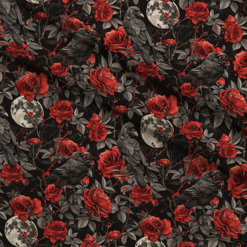Moonlit Raven Garden Pattern 7 Minky Fabric — plush minky folded close-up preview (mv-minky-v1:lying)