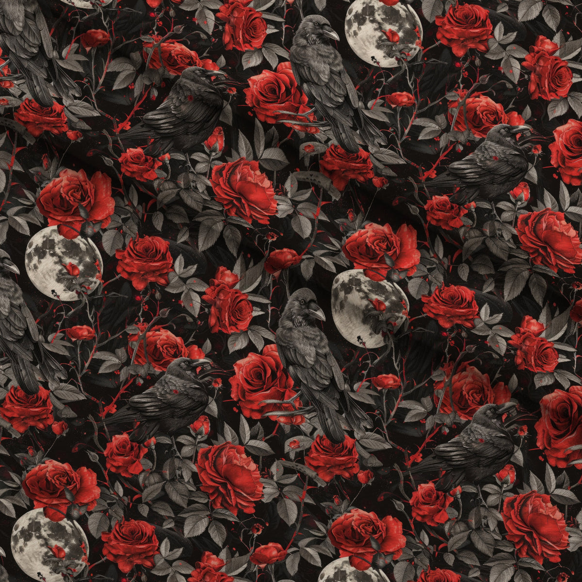 Moonlit Raven Garden Pattern 7 Minky Fabric — plush minky folded close-up preview (mv-minky-v1:lying)