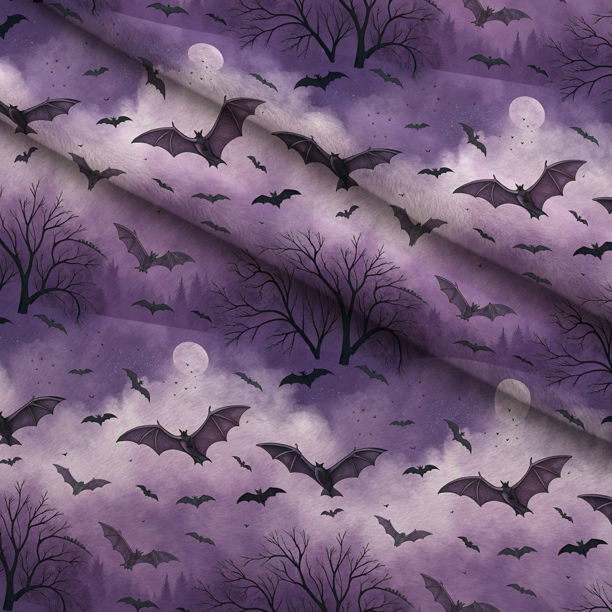 Moonlit Raven Pattern 15 Minky Fabric — plush minky folded close-up preview (mv-minky-v1:lying)
