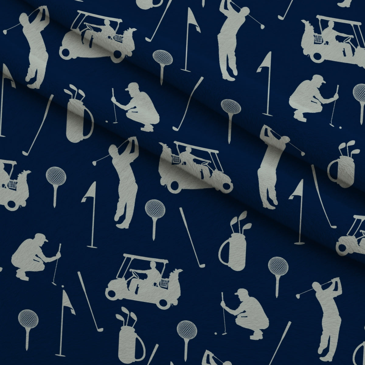 Navy Blue Golf Allover Minky Fabric — plush minky folded close-up preview (mv-minky-v1:lying)