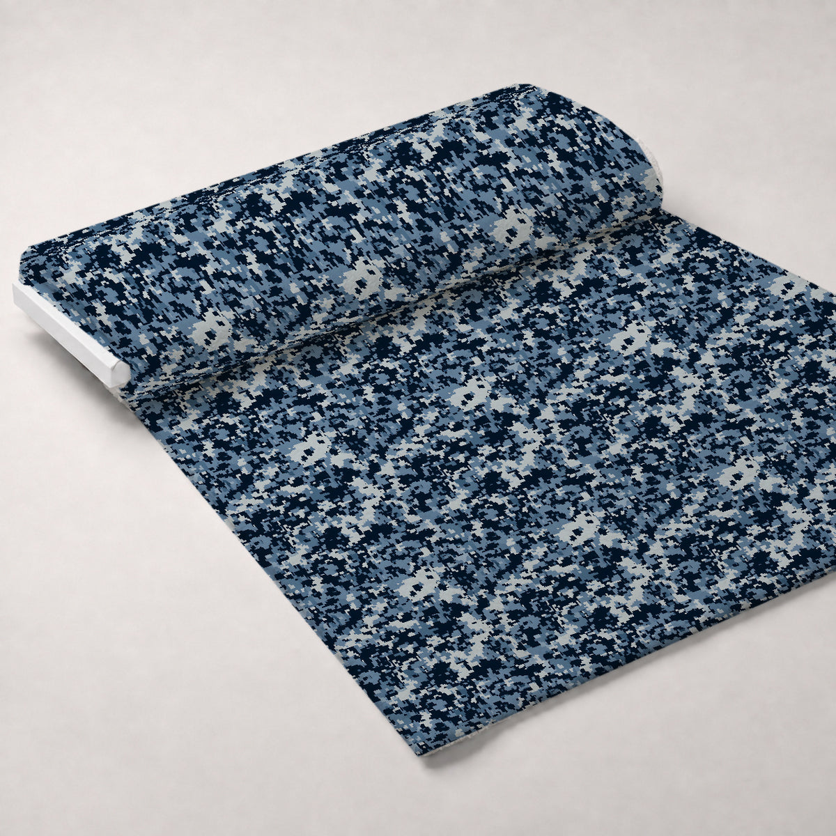 Navy Pixel Pattern 2 Minky Fabric — plush minky unrolled bolt preview (mv-minky-v1:bolt)