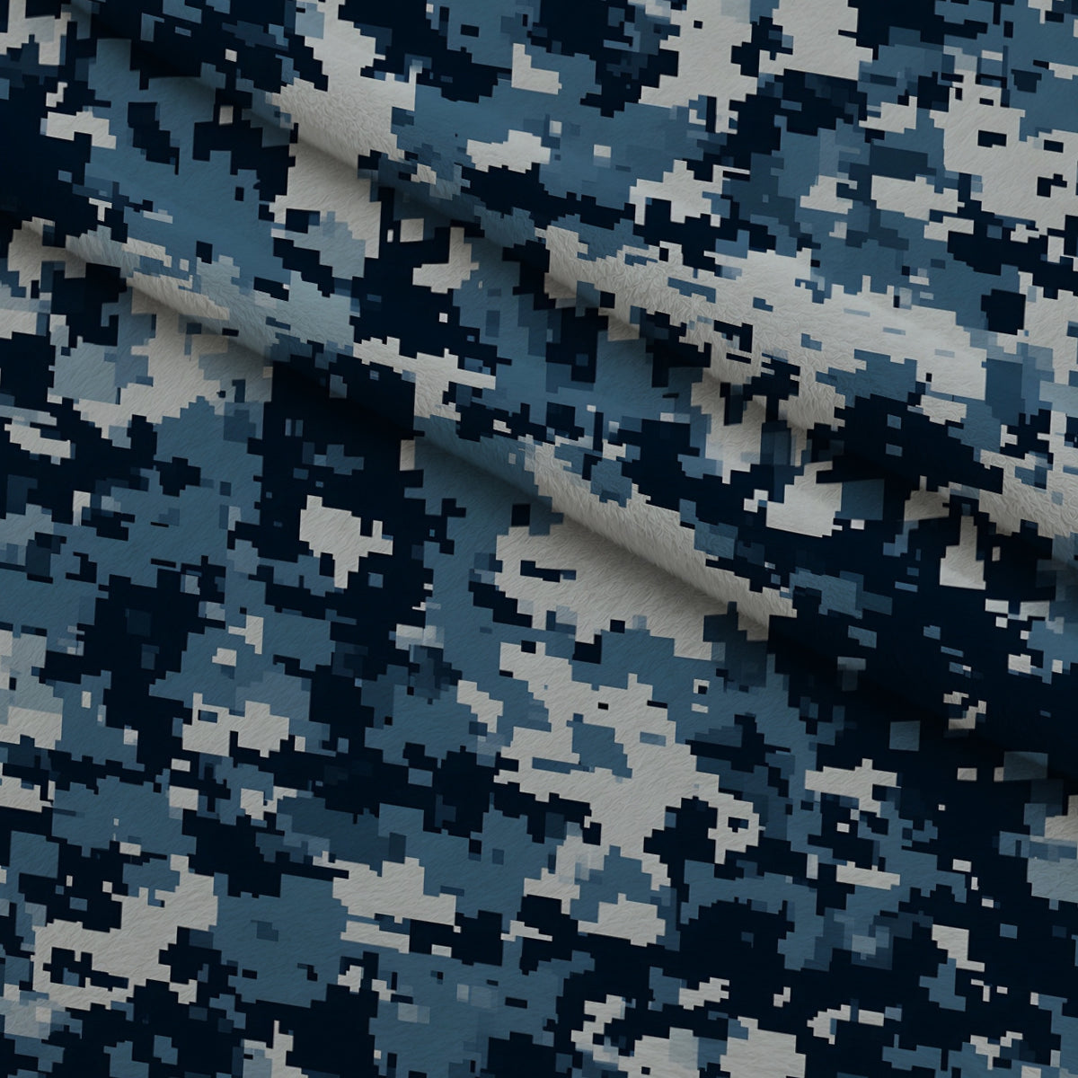 Navy Pixel Pattern 5 Minky Fabric — plush minky folded close-up preview (mv-minky-v1:lying)