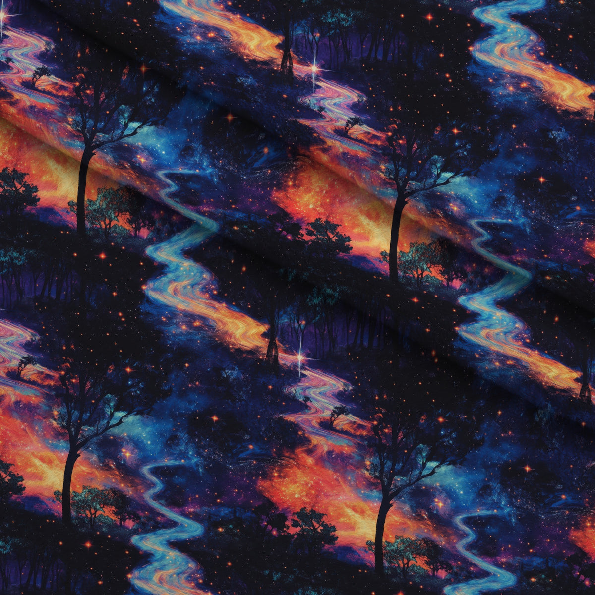 Nebula Forest Pattern 27 Minky Fabric — plush minky folded close-up preview (mv-minky-v1:lying)