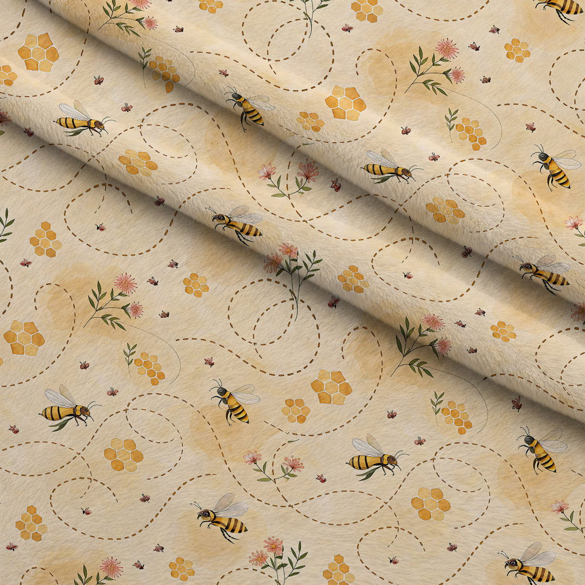 Nectar Meadow Pattern 8 Minky Fabric — plush minky folded close-up preview (mv-minky-v1:lying)