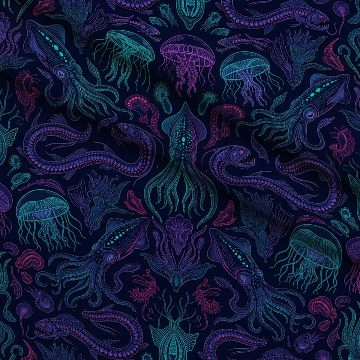 Neon Abyss Pattern 1 Minky Fabric — plush minky folded close-up preview (mv-minky-v1:lying)