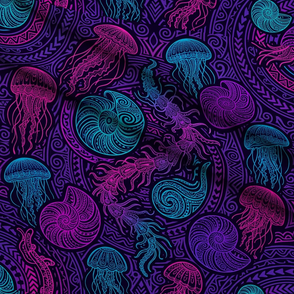 Neon Abyss Pattern 108 Minky Fabric — plush minky folded close-up preview (mv-minky-v1:lying)