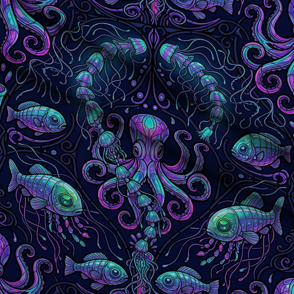 Neon Abyss Pattern 139 Minky Fabric — plush minky folded close-up preview (mv-minky-v1:lying)