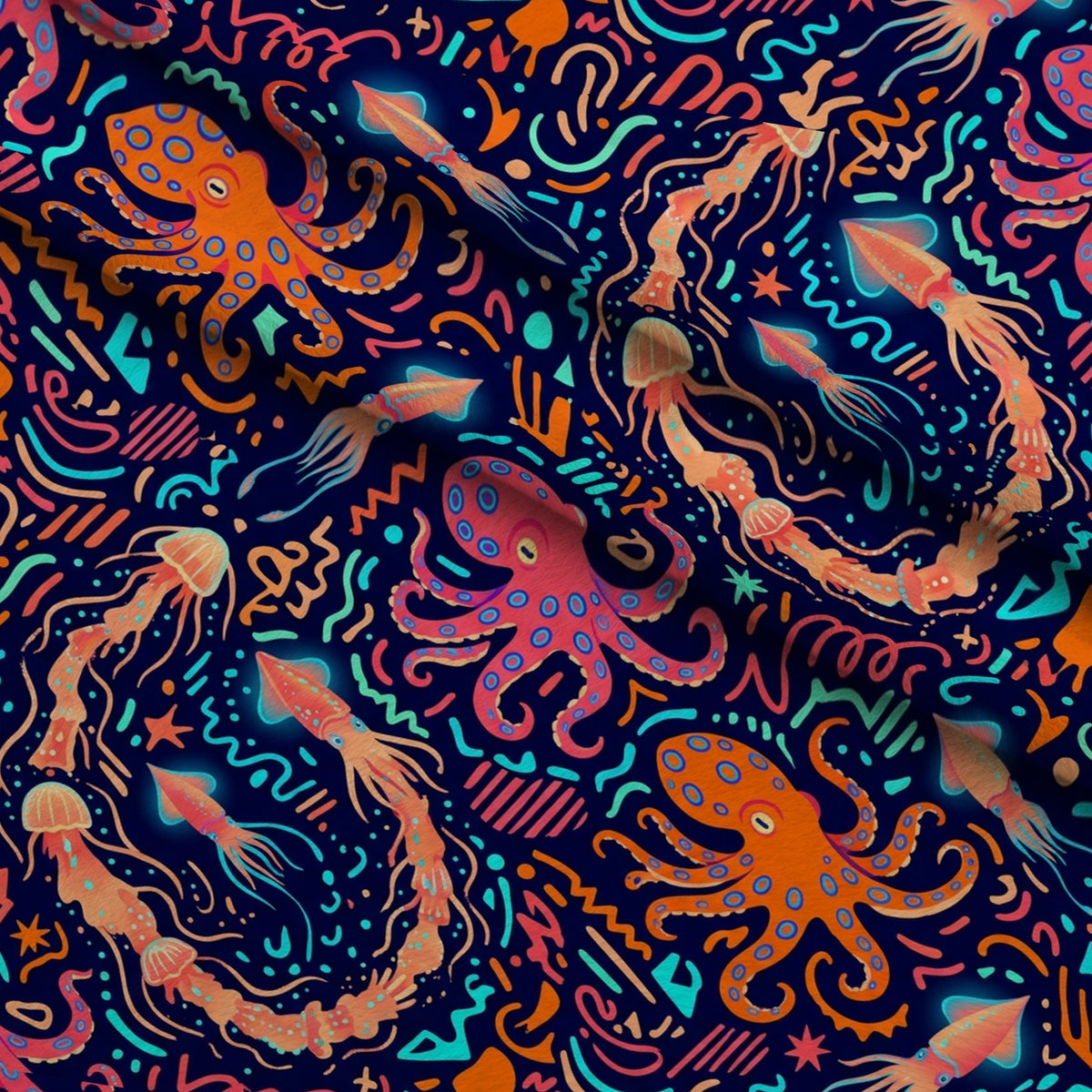 Neon Abyss Pattern 15 Minky Fabric — plush minky folded close-up preview (mv-minky-v1:lying)