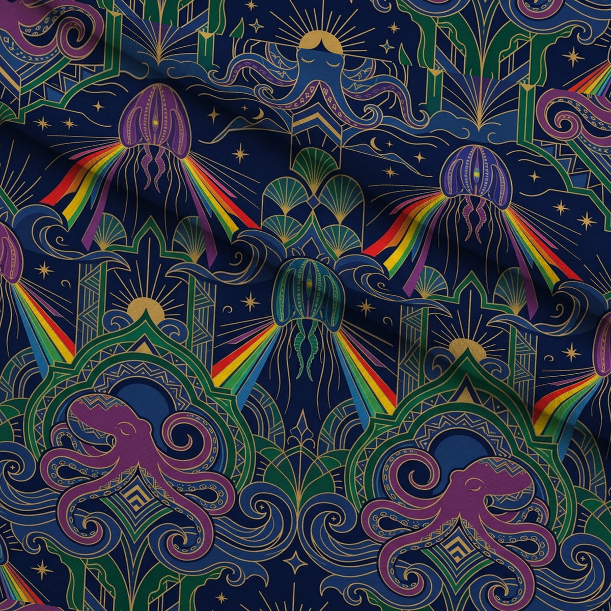Neon Abyss Pattern 23 Minky Fabric — plush minky folded close-up preview (mv-minky-v1:lying)