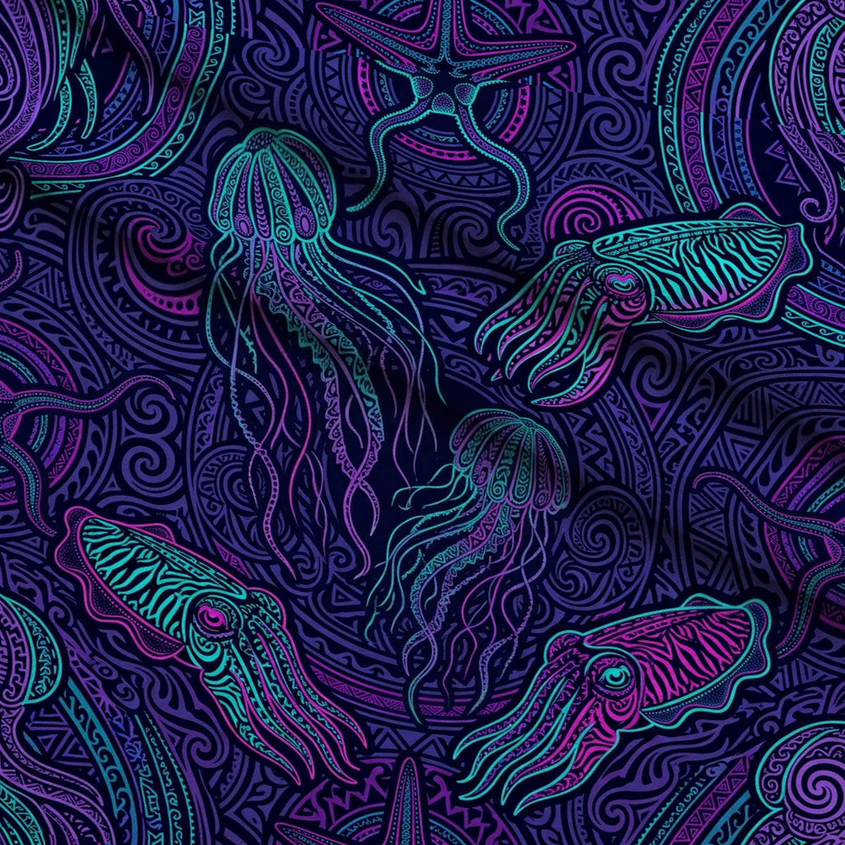 Neon Abyss Pattern 30 Minky Fabric — plush minky folded close-up preview (mv-minky-v1:lying)