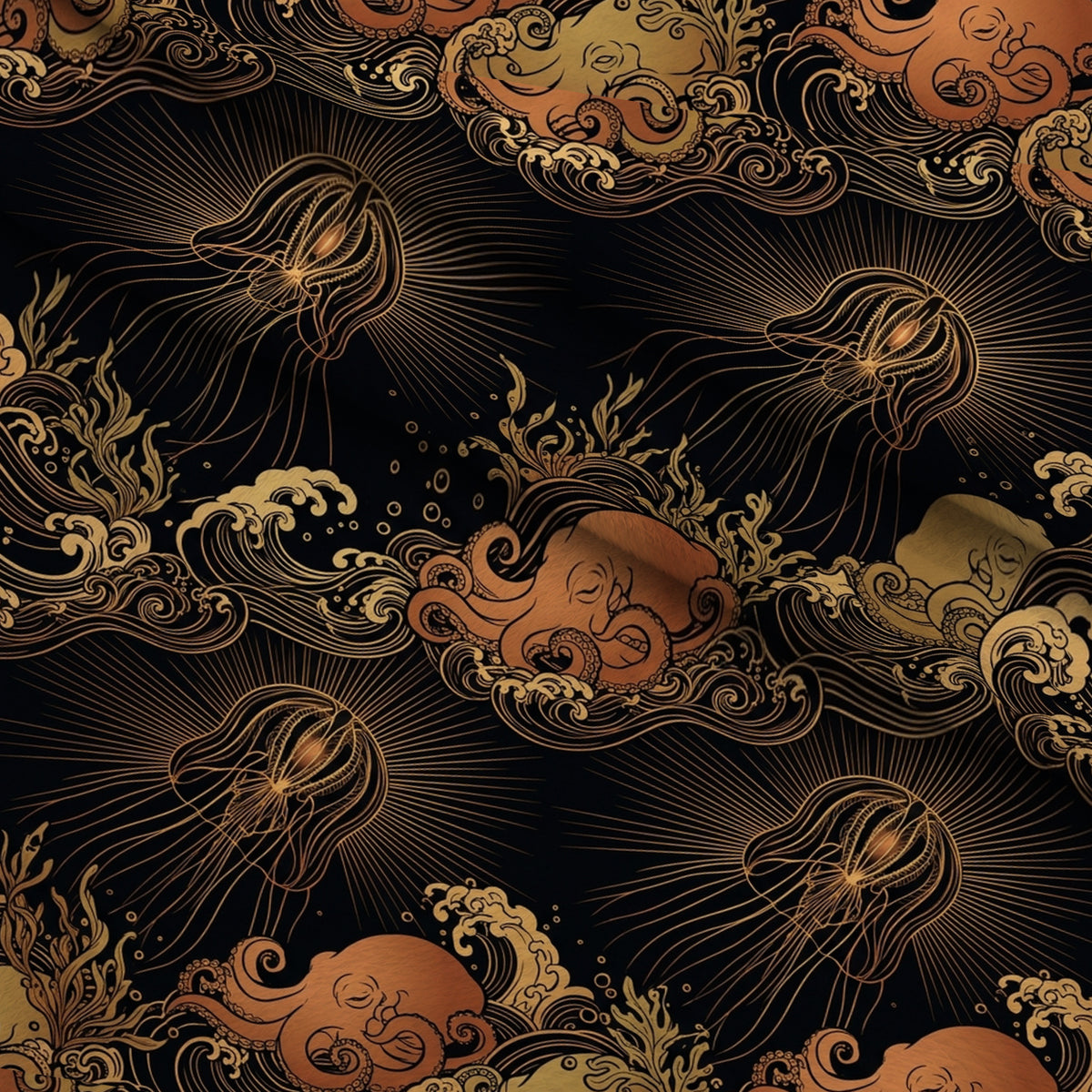 Neon Abyss Pattern 38 Minky Fabric — plush minky folded close-up preview (mv-minky-v1:lying)