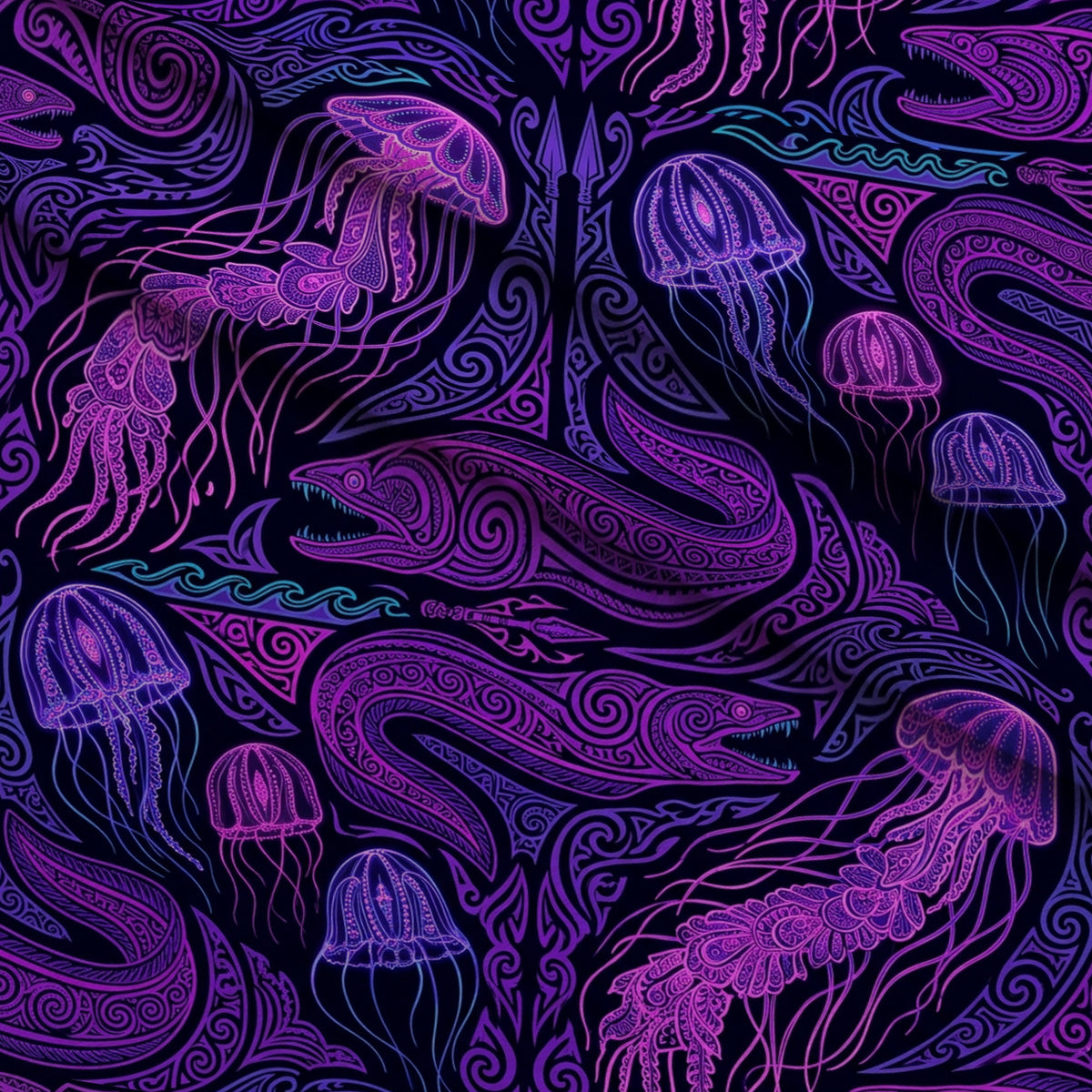 Neon Abyss Pattern 46 Minky Fabric — plush minky folded close-up preview (mv-minky-v1:lying)