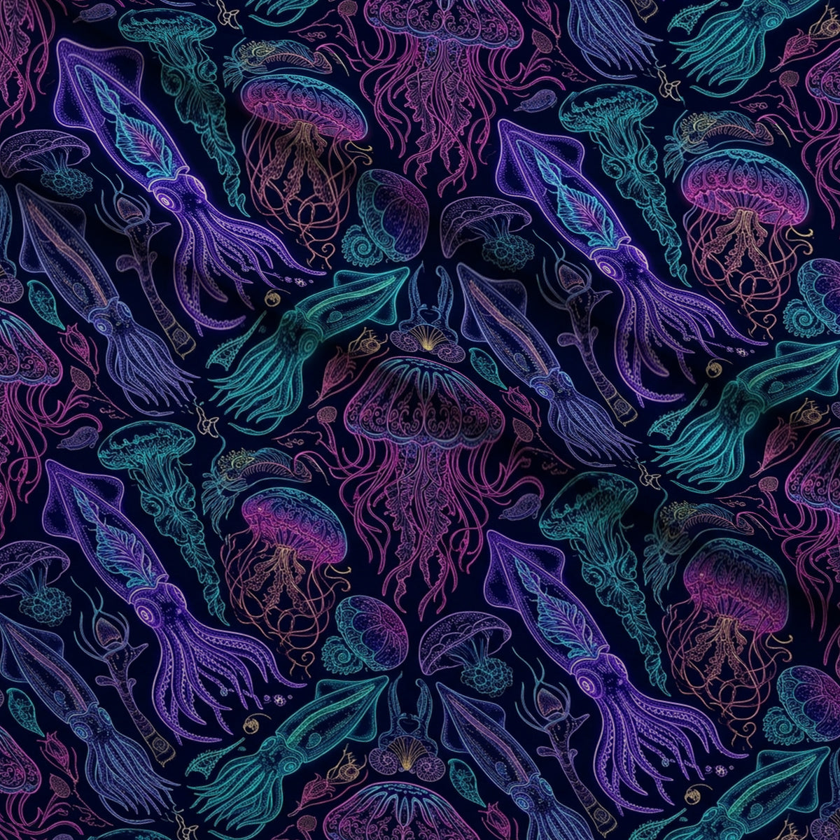 Neon Abyss Pattern 6 Minky Fabric — plush minky folded close-up preview (mv-minky-v1:lying)