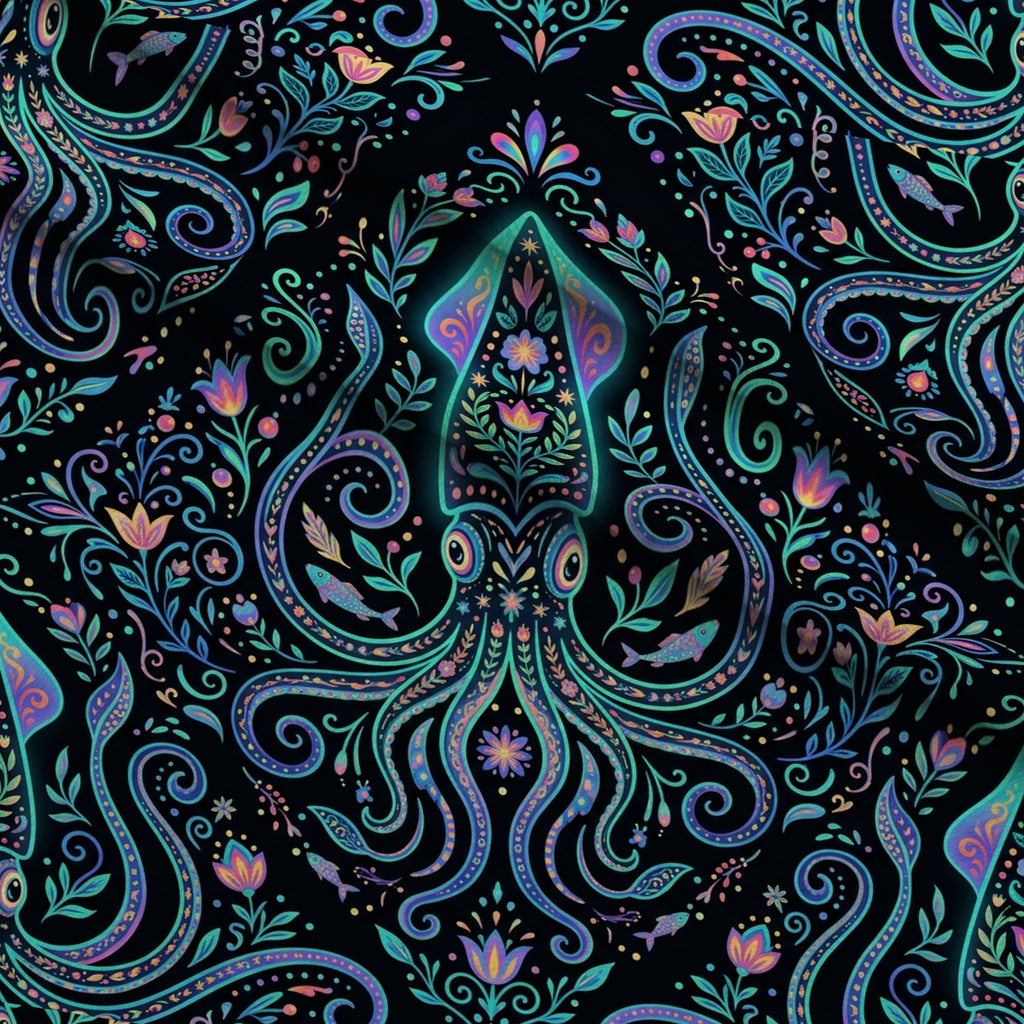 Neon Abyss Pattern 68 Minky Fabric — plush minky folded close-up preview (mv-minky-v1:lying)