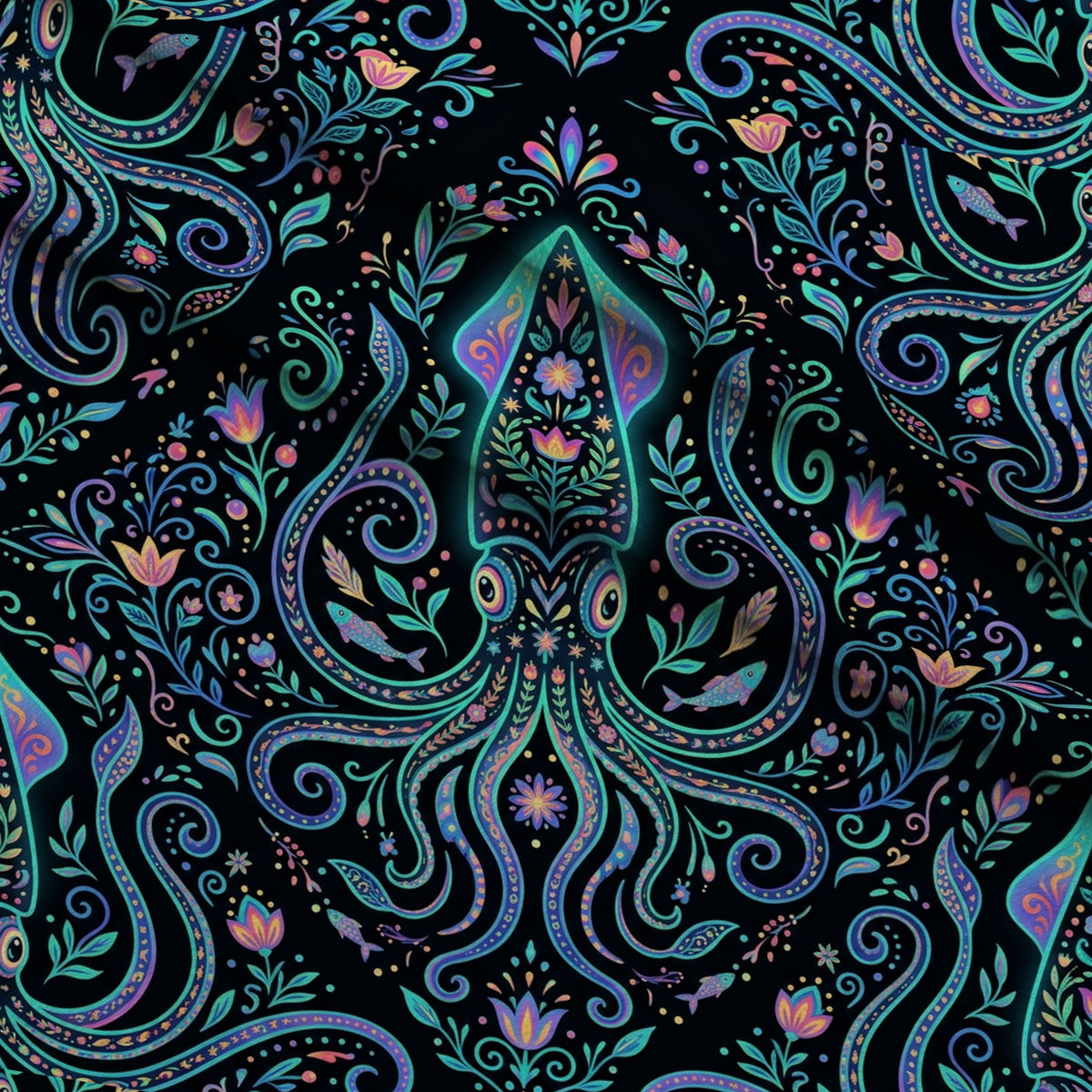 Neon Abyss Pattern 68 Minky Fabric — plush minky folded close-up preview (mv-minky-v1:lying)