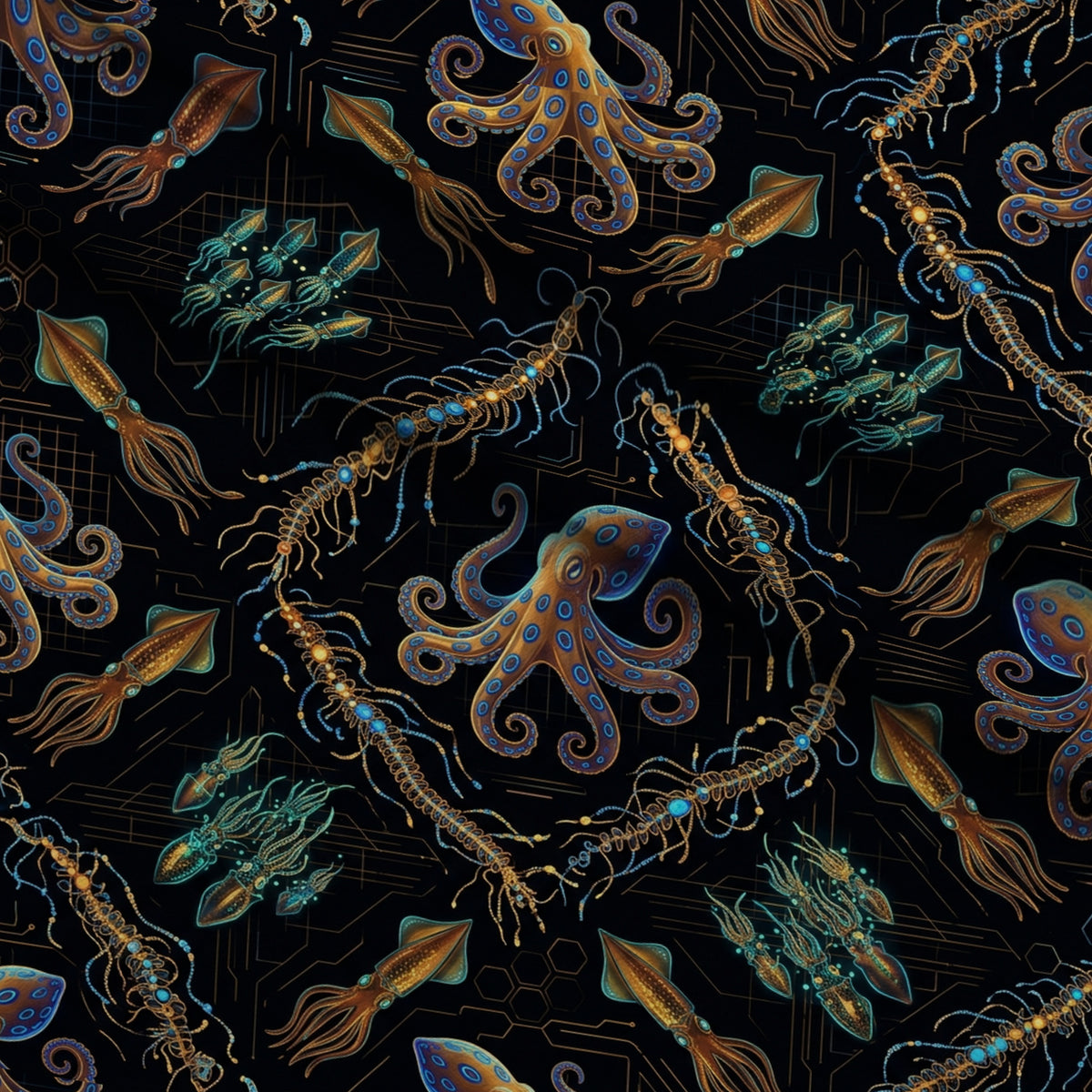 Neon Abyss Pattern 69 Minky Fabric — plush minky folded close-up preview (mv-minky-v1:lying)