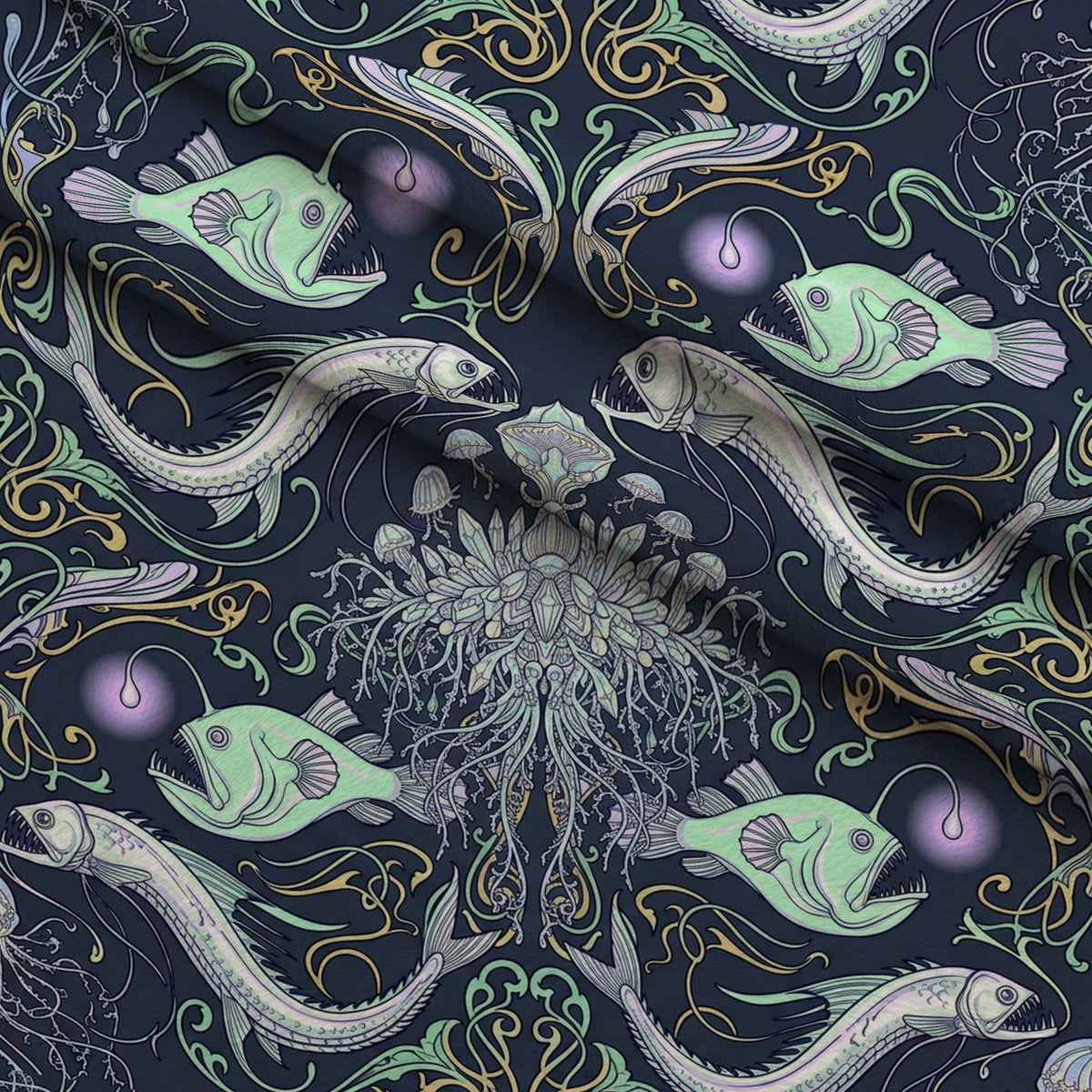 Neon Abyss Pattern 76 Minky Fabric — plush minky folded close-up preview (mv-minky-v1:lying)