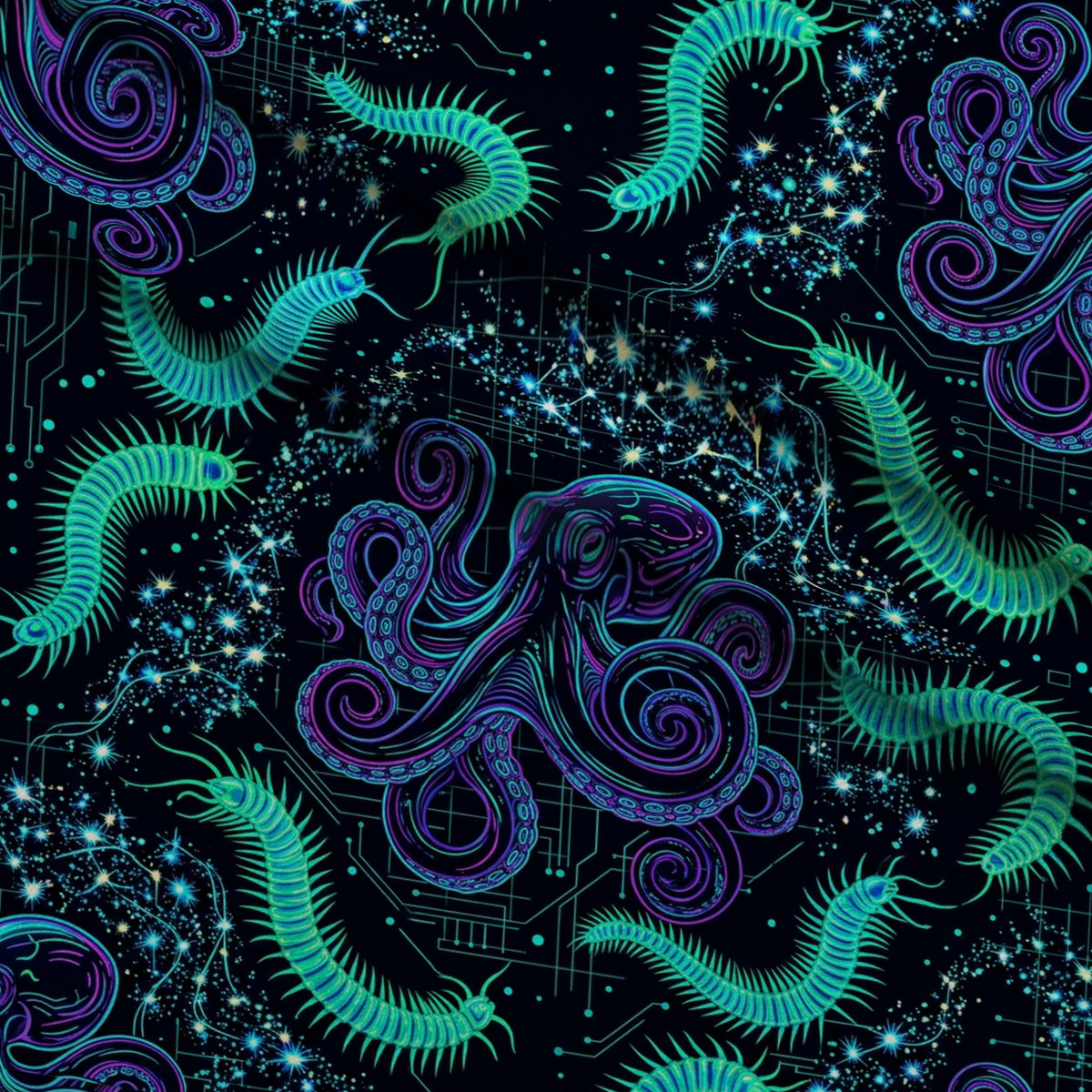 Neon Abyss Pattern 8 Minky Fabric — plush minky folded close-up preview (mv-minky-v1:lying)