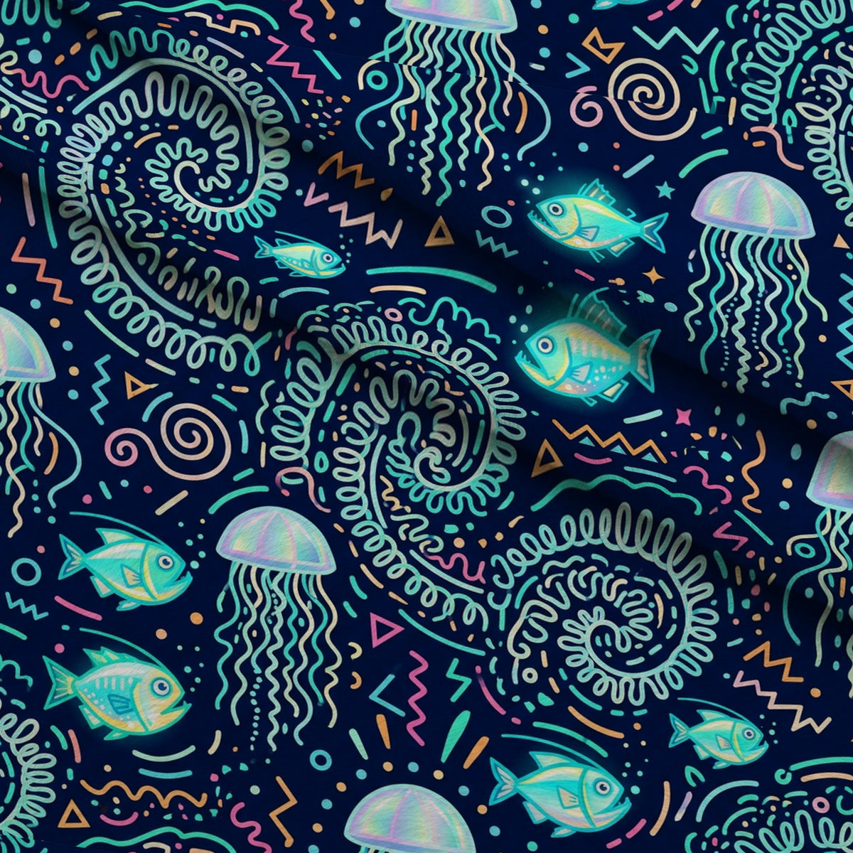 Neon Abyss Pattern 98 Minky Fabric — plush minky folded close-up preview (mv-minky-v1:lying)