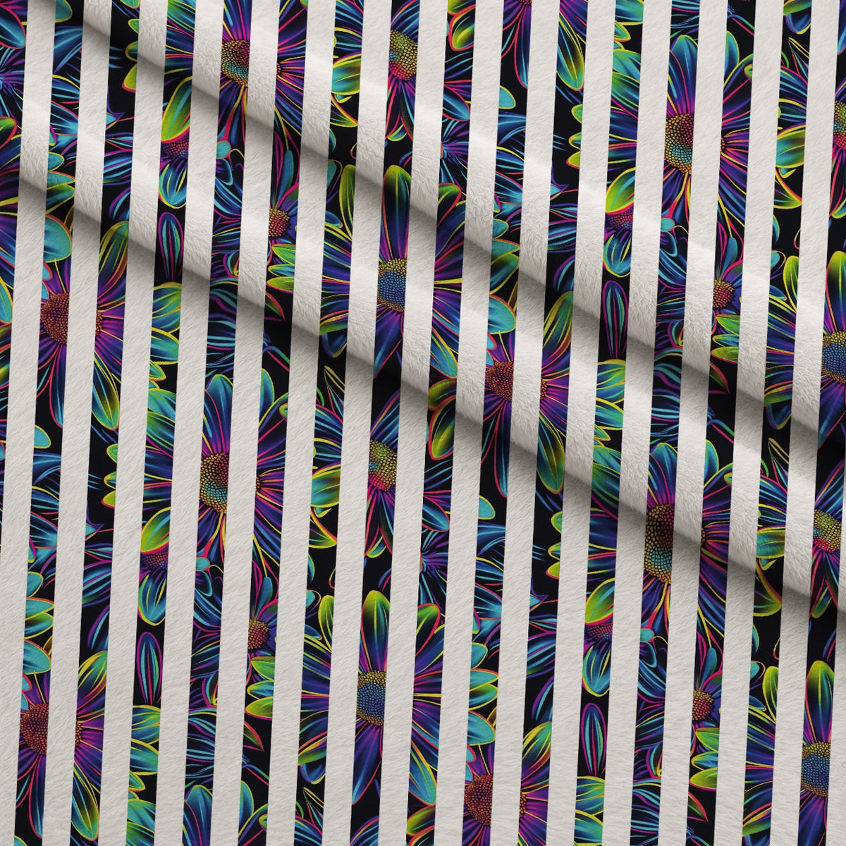 Neon Daisy Pattern 26 Minky Fabric — plush minky folded close-up preview (mv-minky-v1:lying)