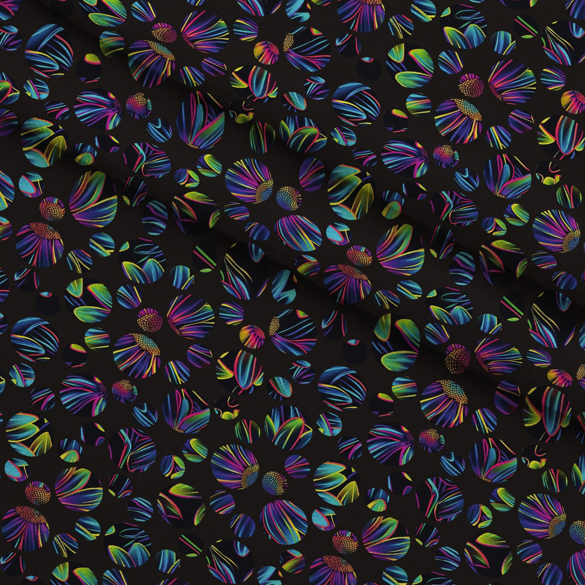 Neon Daisy Pattern 36 Minky Fabric — plush minky folded close-up preview (mv-minky-v1:lying)