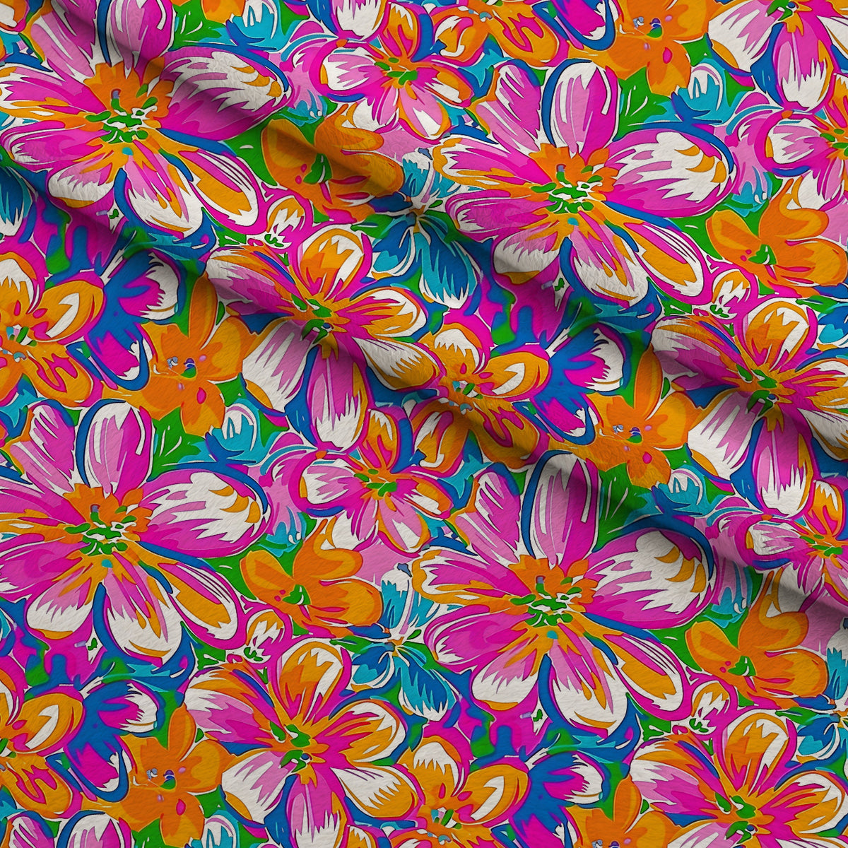 Neon Petal Pop Pattern 1 Minky Fabric — plush minky folded close-up preview (mv-minky-v1:lying)