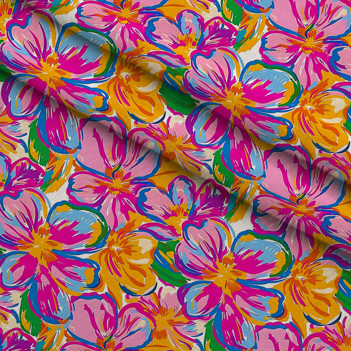 Neon Petal Pop Pattern 21 Minky Fabric — plush minky folded close-up preview (mv-minky-v1:lying)