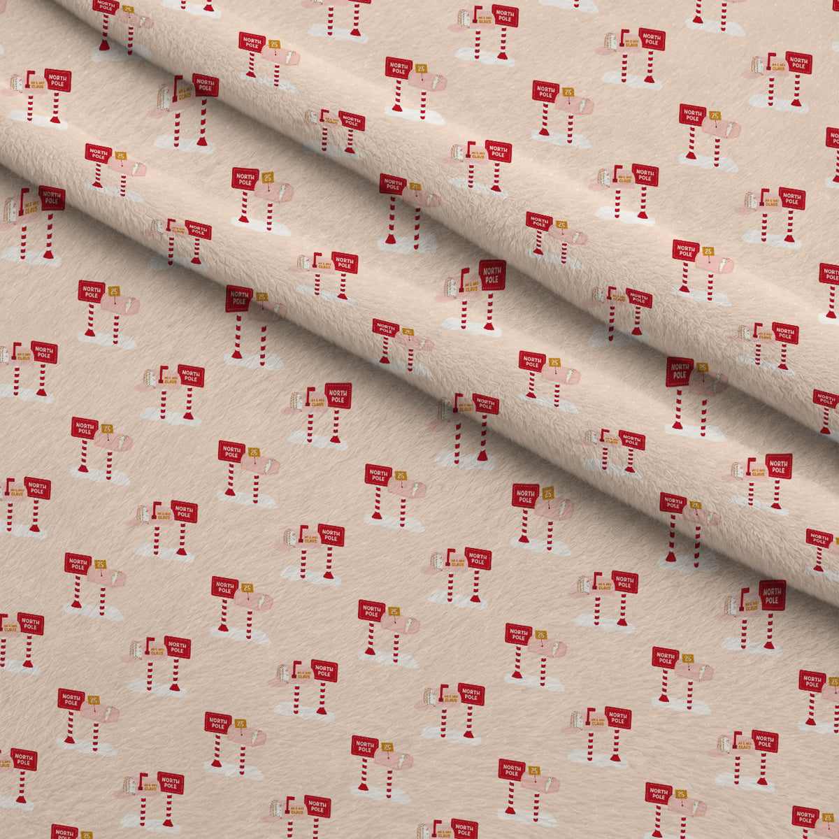 North Pole Post Pattern 5 Minky Fabric — plush minky folded close-up preview (mv-minky-v1:lying)