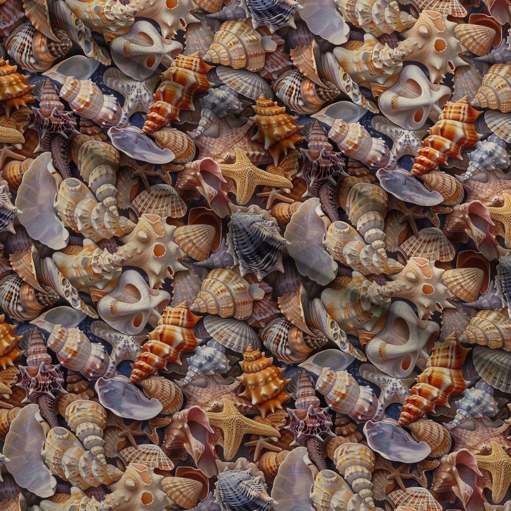 Packed Sea Shells Minky Fabric — plush minky folded close-up preview (mv-minky-v1:lying)