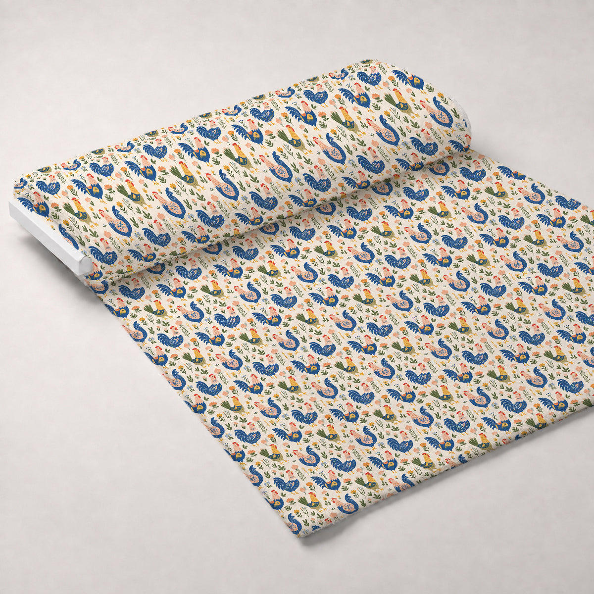 Painted Hen Garden Pattern 1 Minky Fabric — plush minky unrolled bolt preview (mv-minky-v1:bolt)