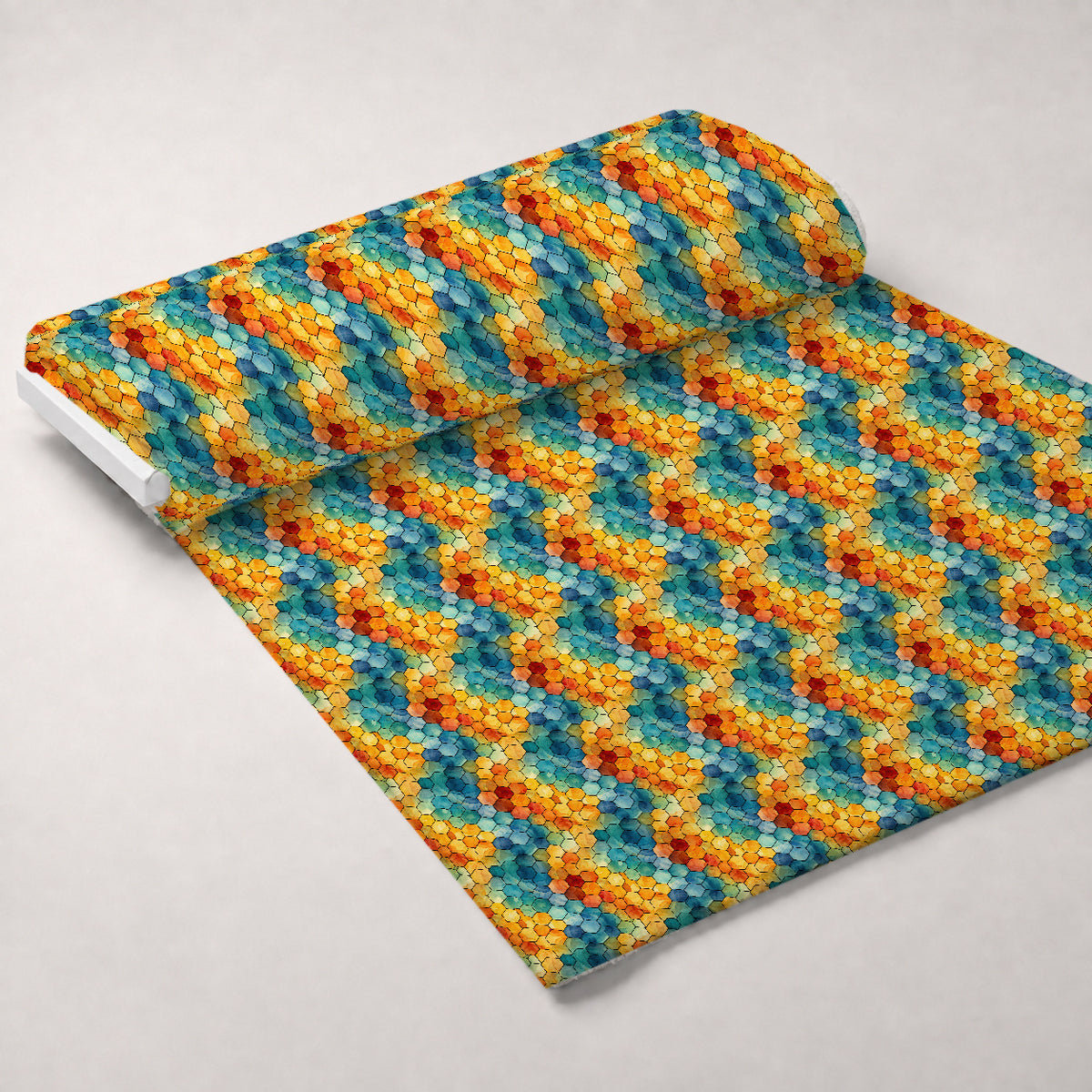 Painted Hexies Pattern 12 Minky Fabric — plush minky unrolled bolt preview (mv-minky-v1:bolt)