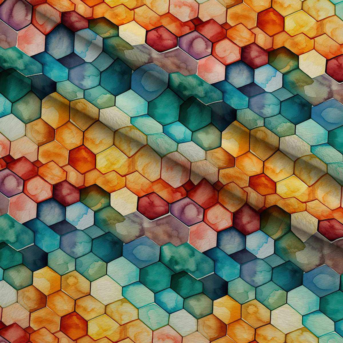 Painted Hexies Pattern 5 Minky Fabric — plush minky folded close-up preview (mv-minky-v1:lying)
