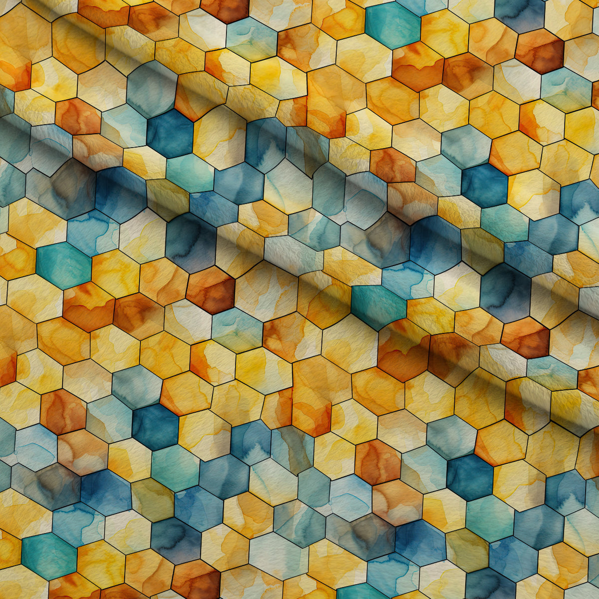 Painted Hexies Pattern 6 Minky Fabric — plush minky folded close-up preview (mv-minky-v1:lying)